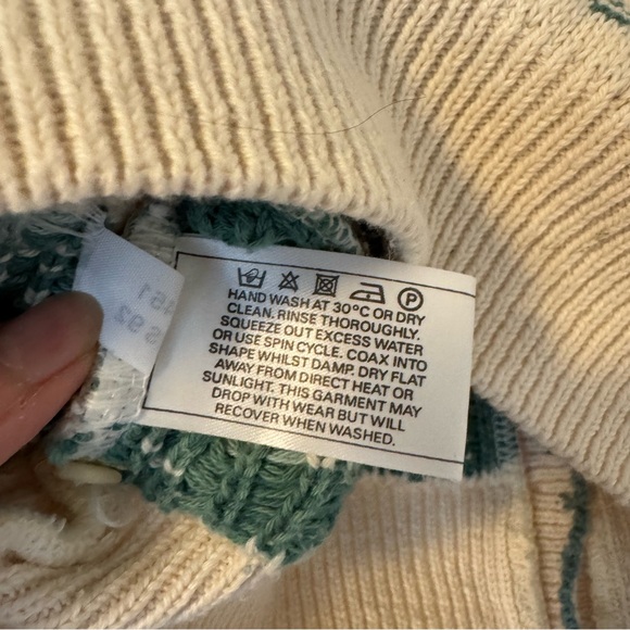 Vintage Cream Cardigan with Green Embroidery Size Medium - Picture 6 of 6
